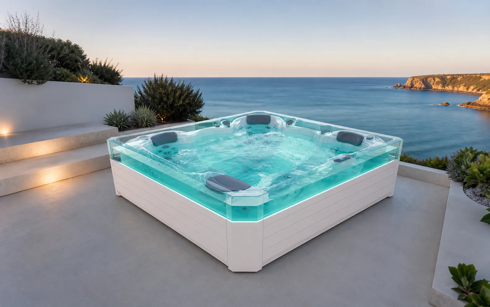 Spa integrado num terraço junto ao mar